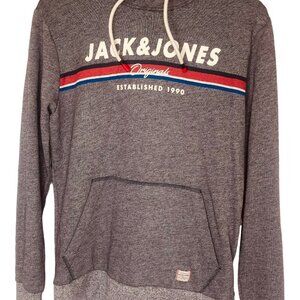 Jack & Jones Men's Gray Long Sleeve Pullover Sweatshirt Hoodie